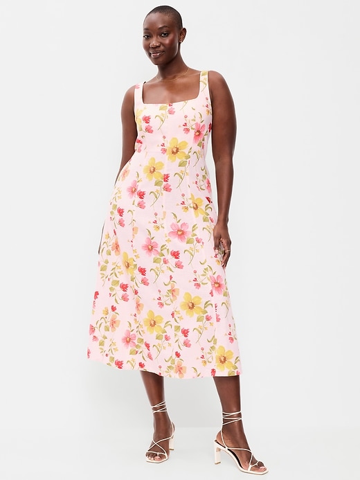 Image number 7 showing, Fit & Flare Sleeveless Linen-Blend Midi Dress