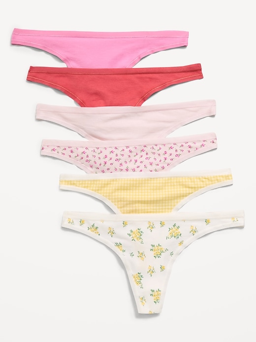 Image number 1 showing, 6-Pack Low-Rise Everyday Cotton Thong