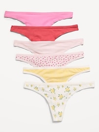 Image number 1 showing, 6-Pack Low-Rise Everyday Cotton Thong