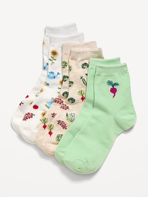 Image number 1 showing, Novelty Quarter Crew Socks 3-Pack for Women