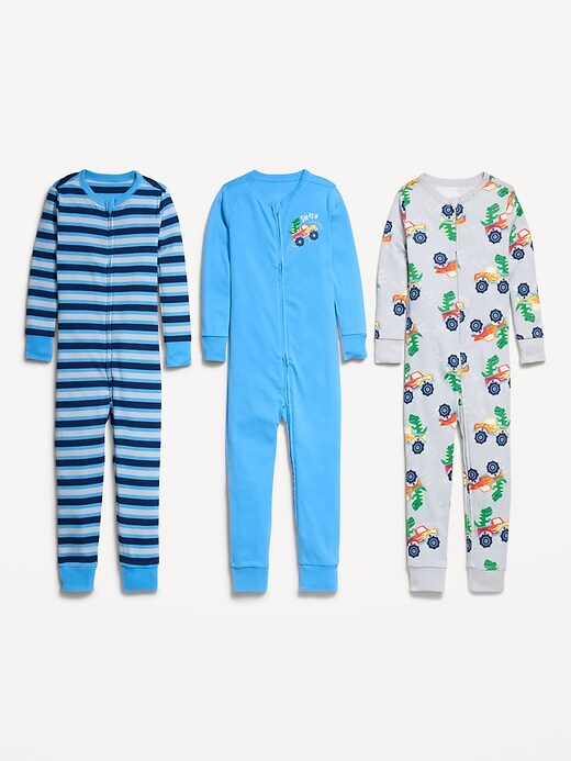 Image number 2 showing, Unisex Snug-Fit 2-Way-Zip Pajama One-Piece 3-Pack for Toddler & Baby