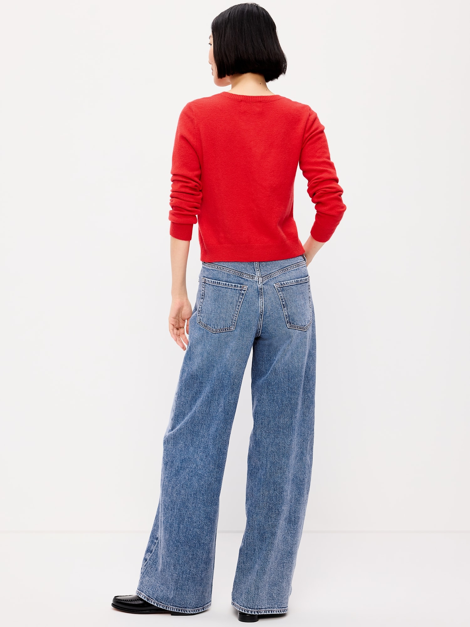 High-Waisted Baggy Wide-Leg Stretch Jeans
