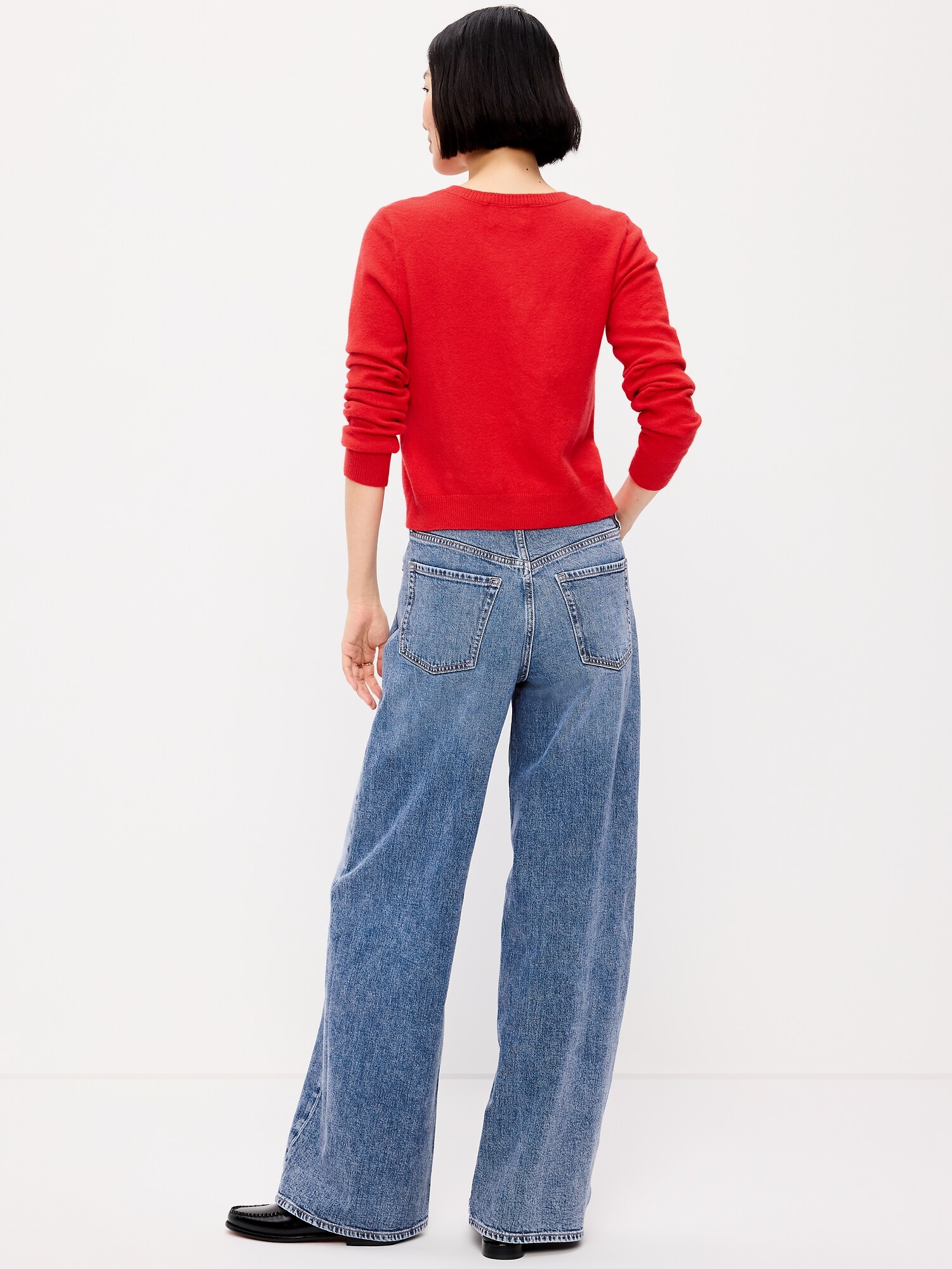 Женские джинсы Old Navy High-Waisted Baggy Wide-Leg Stretch, цвет: Larkspur — фото 3