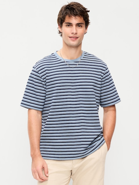 Textured-Knit Striped T-Shirt