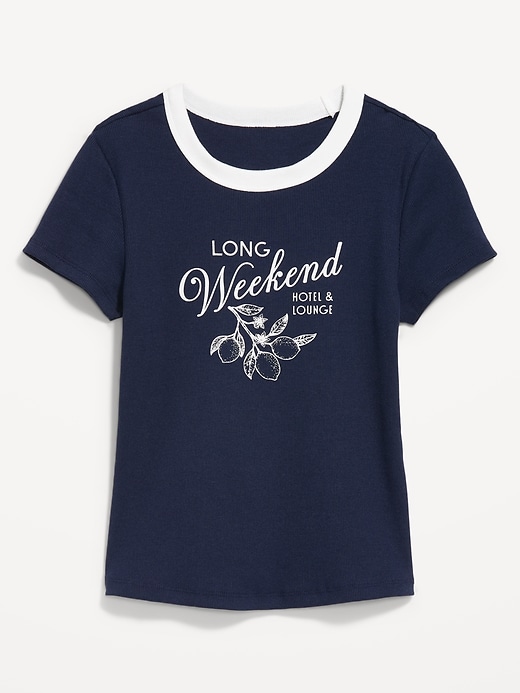 Image number 3 showing, Snug Ribbed Crop T-Shirt