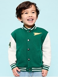 Image number 1 showing, Oversized Fleece Bomber Jacket for Toddler Boys