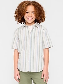 Image number 1 showing, Short-Sleeve Striped Pocket Oxford Shirt for Boys