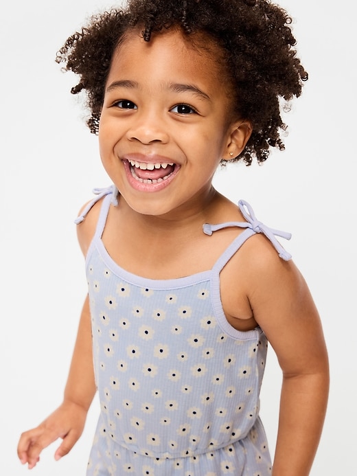 Image number 3 showing, Sleeveless Tie-Bow Ribbed Romper for Toddler Girls