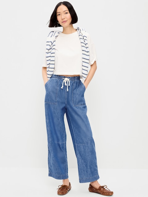 High-Waisted Utility Ankle Pants