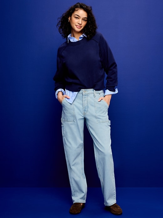 Image number 1 showing, Low-Rise Utility Slouchy Straight Jeans