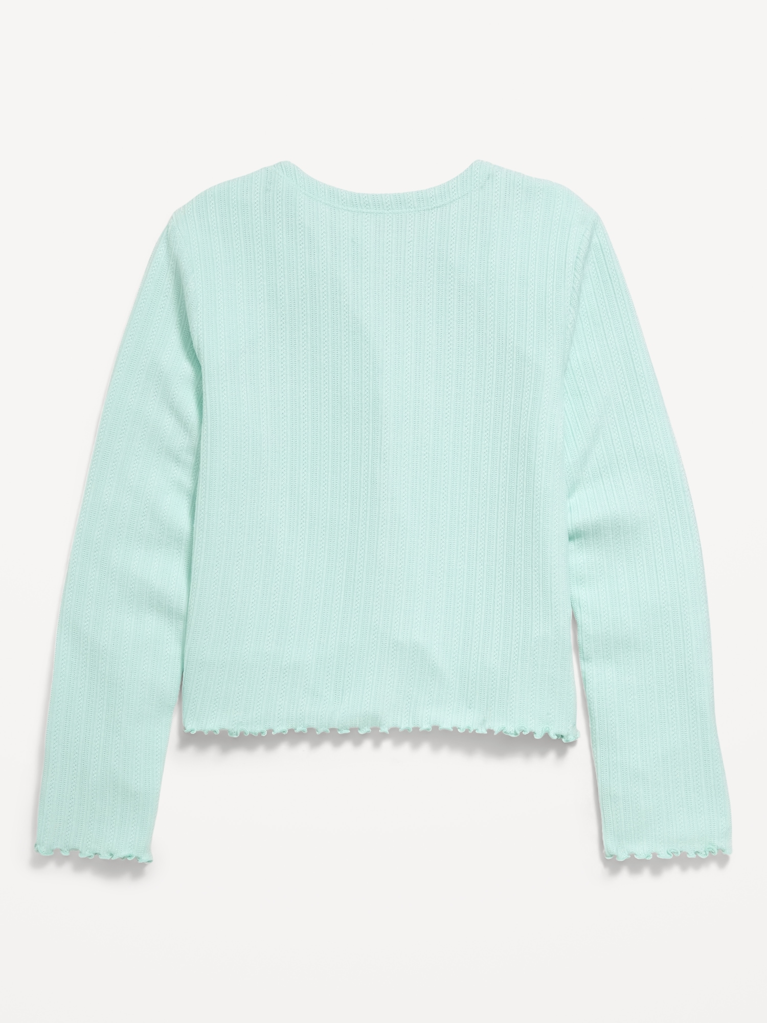 Pointelle-Knit V-Neck Cardigan for Girls
