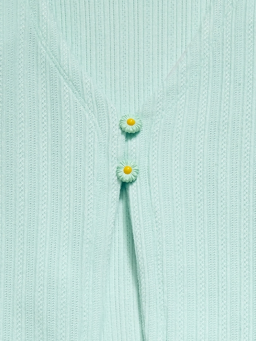 Image number 4 showing, Pointelle-Knit V-Neck Cardigan for Girls