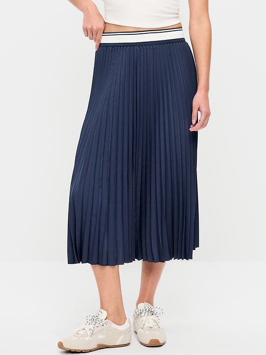StretchTech Pleated Midi Skirt | Old Navy