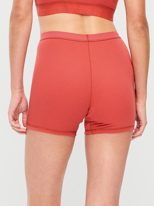 Image number 2 showing, High-Waisted Ribbed Boyshort Briefs -- 3-inch inseam