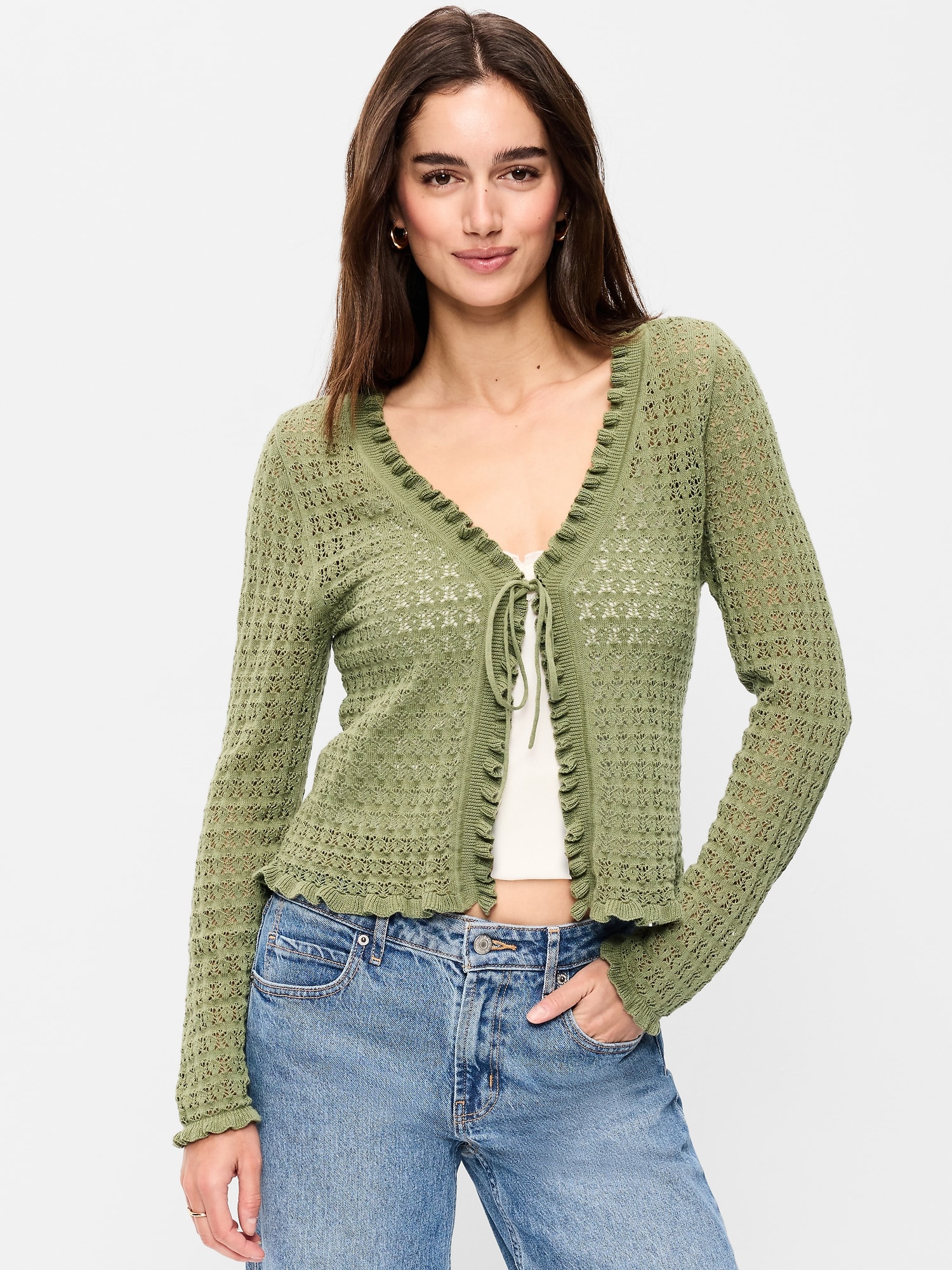 Tie-Front Open Cardigan