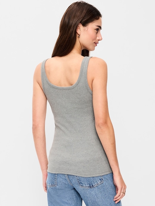 Image number 2 showing, First-Layer Ribbed Scoop-Neck Tank Top