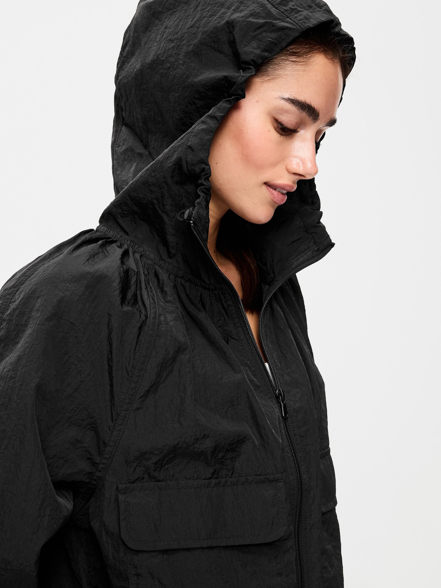 Женская ветровка Old Navy на молнии, цвет: Чёрный — фото 4