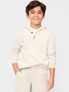 Cozy Hooded Henley Sweater for Boys