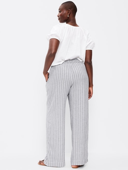 Image number 8 showing, High-Waisted Linen-Blend Super Wide-Leg Pants