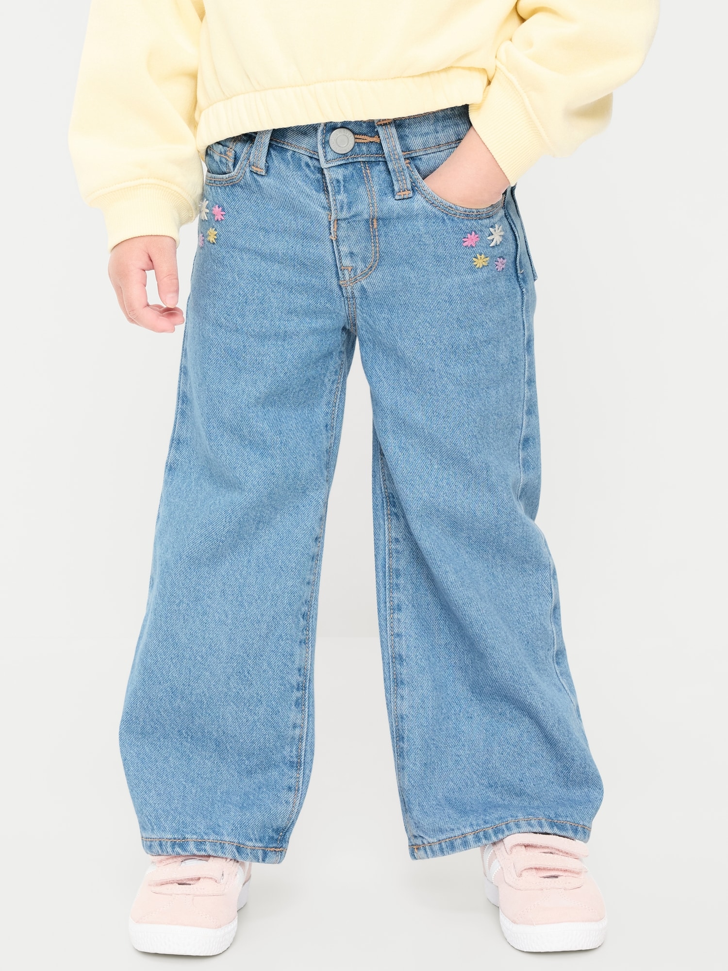 Baggy Embroidered Wide-Leg Jeans for Toddler Girls