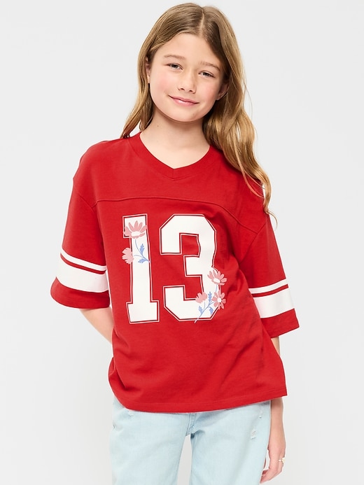 Image number 1 showing, Oversized Football-Style T-Shirt for Girls