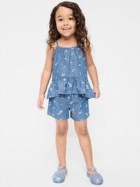 Image number 1 showing, Printed Sleeveless Chambray Top and Shorts Set for Toddler Girls