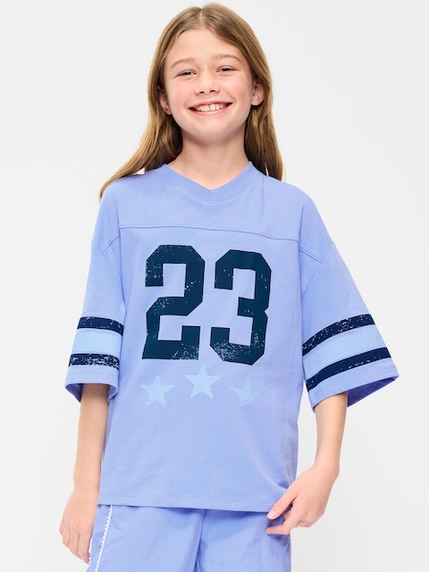 Oversized Football-Style T-Shirt for Girls
