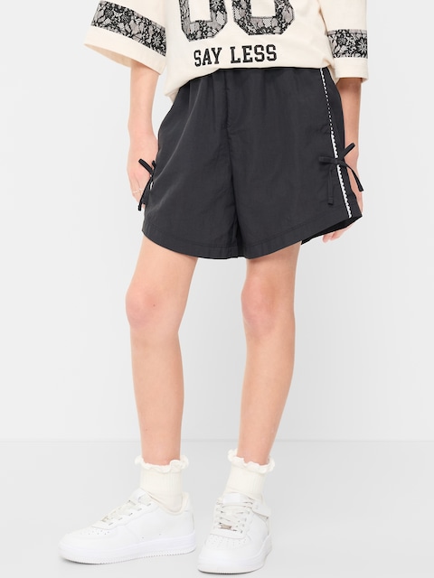 High-Waisted Parachute Bow Shorts for Girls