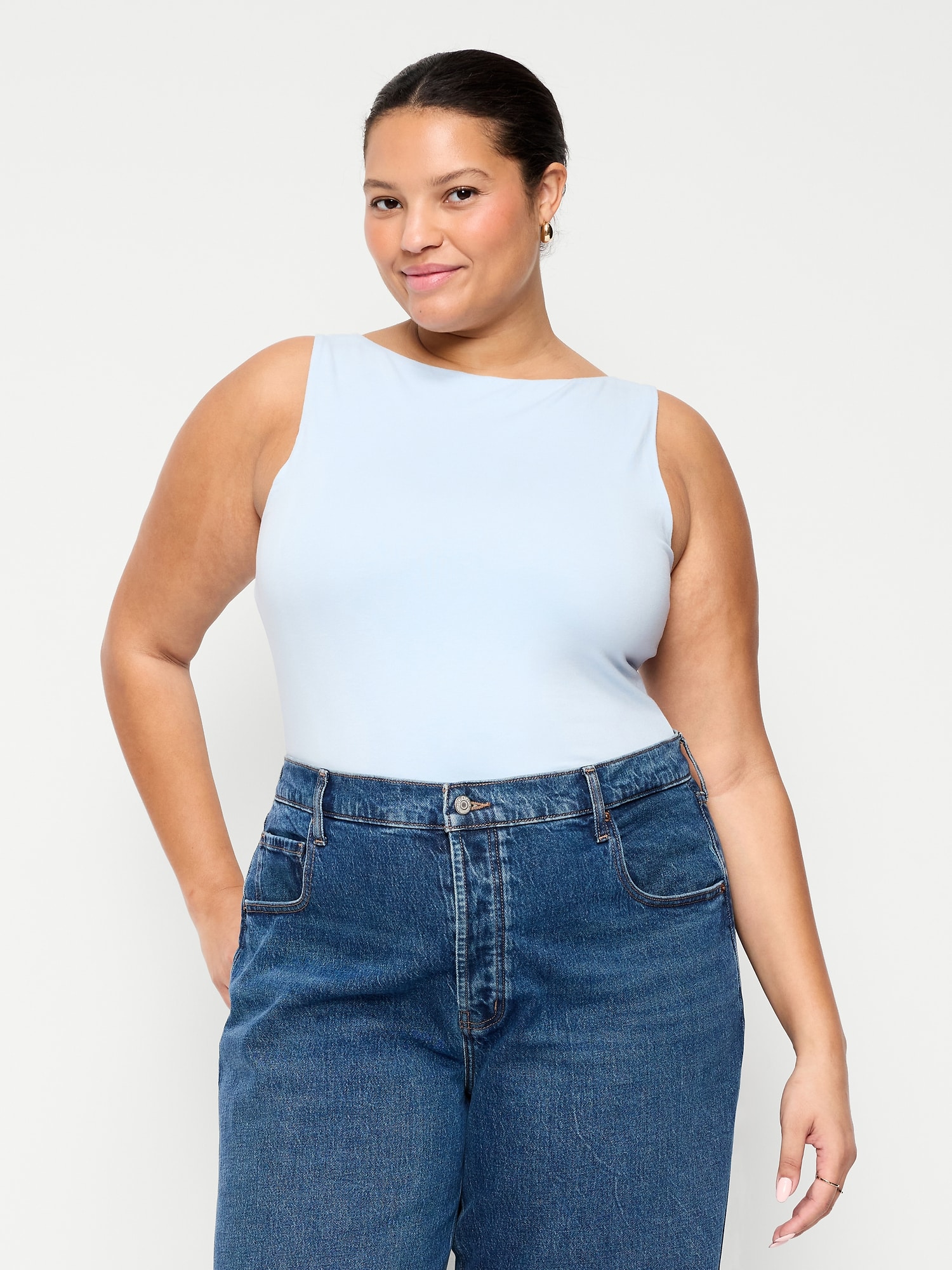 Hug Double-Layer Boat-Neck Top