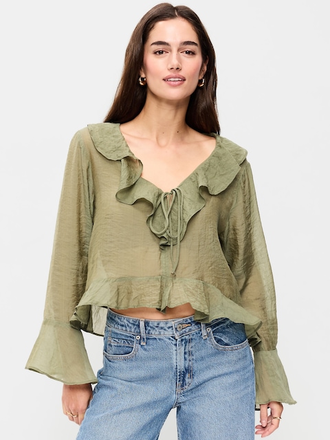 Bell-Sleeve Ruffle Top