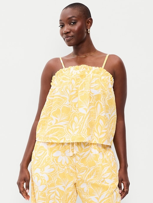 Image number 4 showing, Open-Back Crinkle Gauze Tank Top