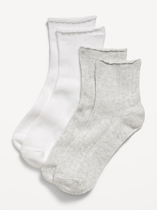 Image number 1 showing, Ribbed Quarter-Crew Socks 2-Pack