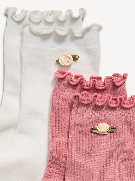 Image number 2 showing, Ruffled Quarter Crew Sock 2-Pack for Women