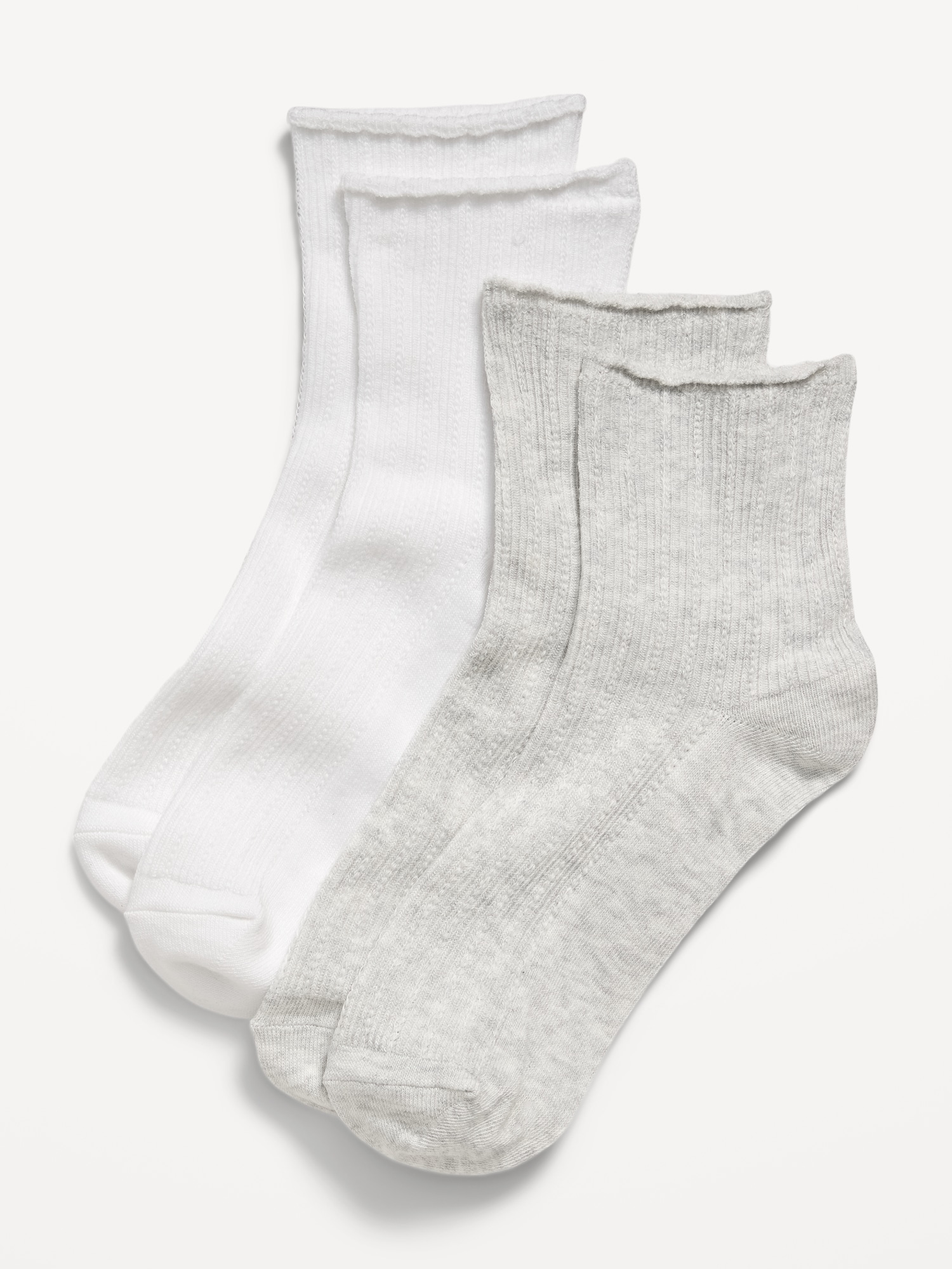 Ribbed Quarter-Crew Socks 2-Pack