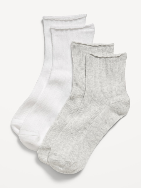 Ribbed Quarter-Crew Socks 2-Pack