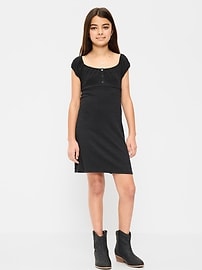 Image number 1 showing, Smocked Jersey Henley Dress for Girls