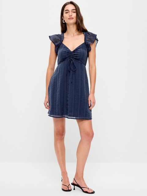 Flutter-Sleeve Fit & Flare Mini Dress