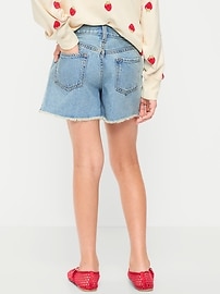 Image number 2 showing, High-Waisted Embroidered Frayed-Hem Jean Shorts for Girls