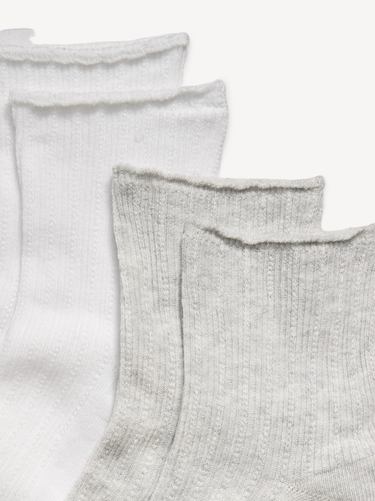 Ribbed Quarter-Crew Socks 2-Pack