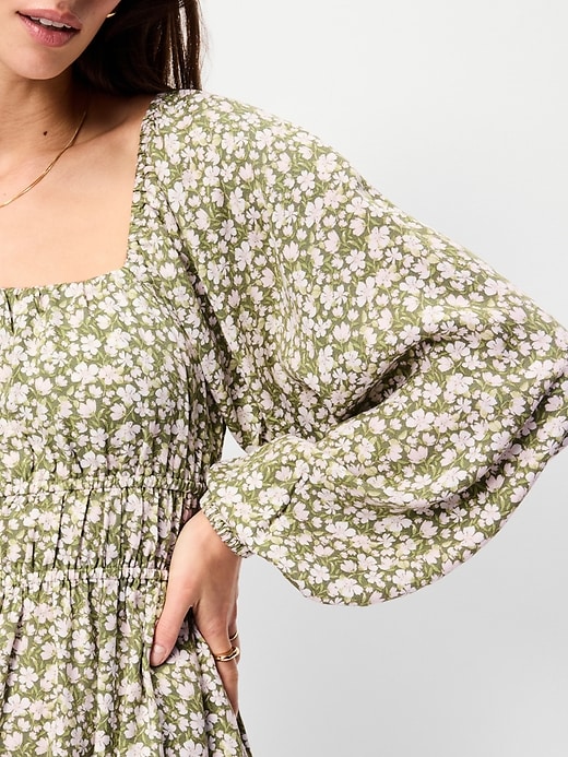 Image number 4 showing, Long-Sleeve Square-Neck Mini Dress