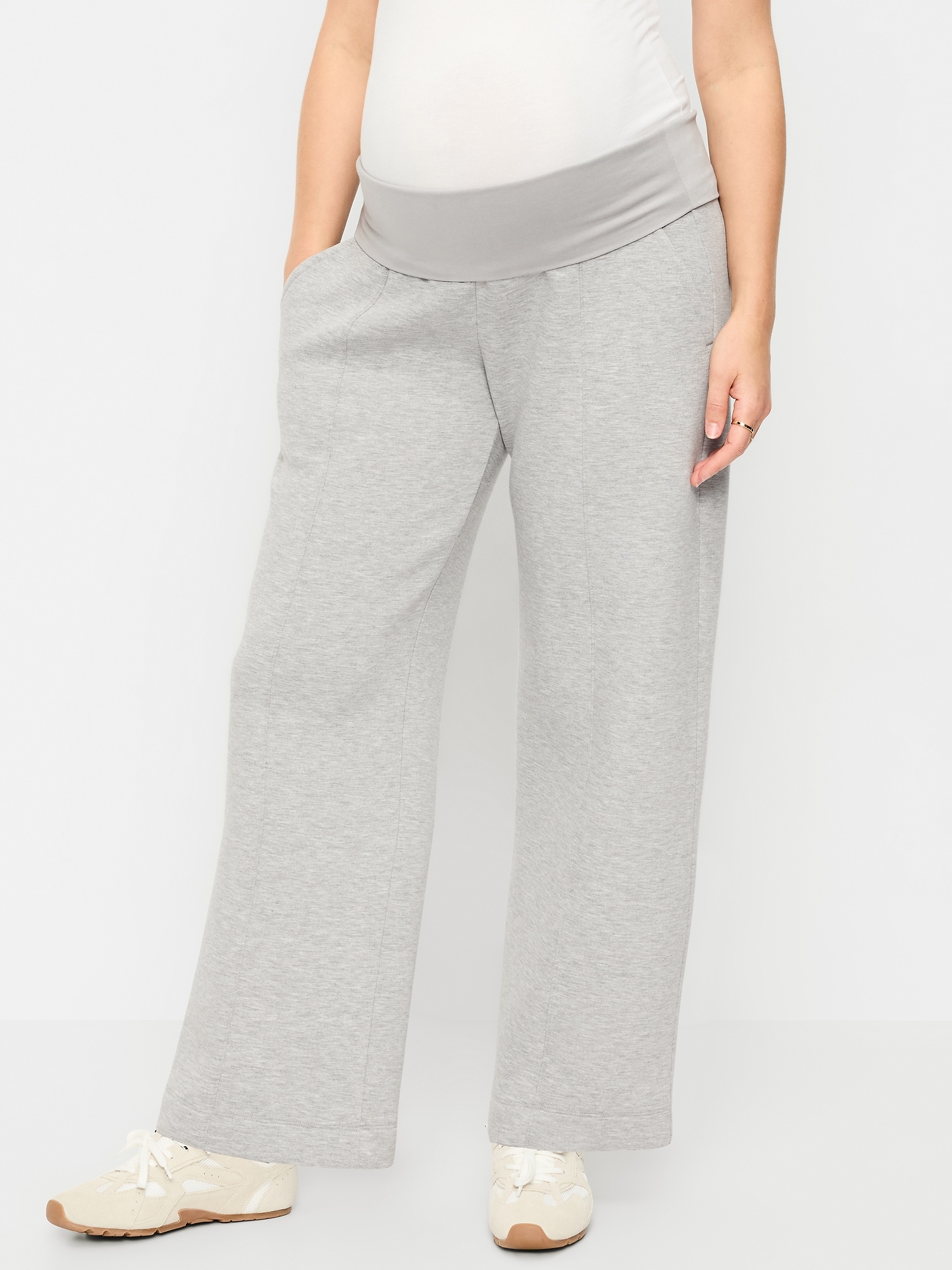 Maternity Bounce Fleece Full-Panel Wide-Leg Sweatpants