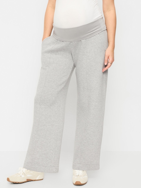 Maternity Bounce Fleece Full-Panel Wide-Leg Sweatpants