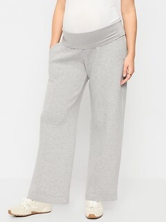 Maternity Bounce Fleece Full-Panel Wide-Leg Sweatpants