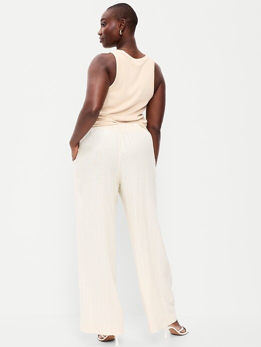 Image number 3 showing, High-Waisted Linen-Blend Wide-Leg Pants
