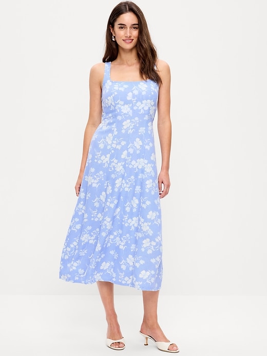 Image number 1 showing, Sleeveless Linen-Blend Midi Dress