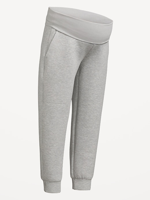 Image number 2 showing, Maternity Bounce Fleece Rollover-Waist Jogger Sweatpants