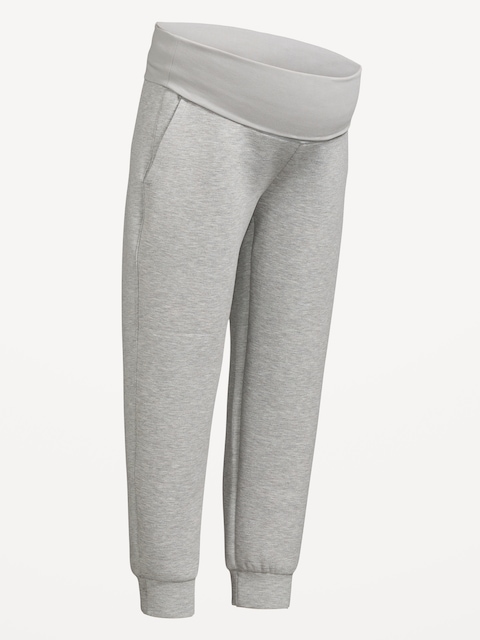 Maternity Bounce Fleece Rollover-Waist Jogger Sweatpants