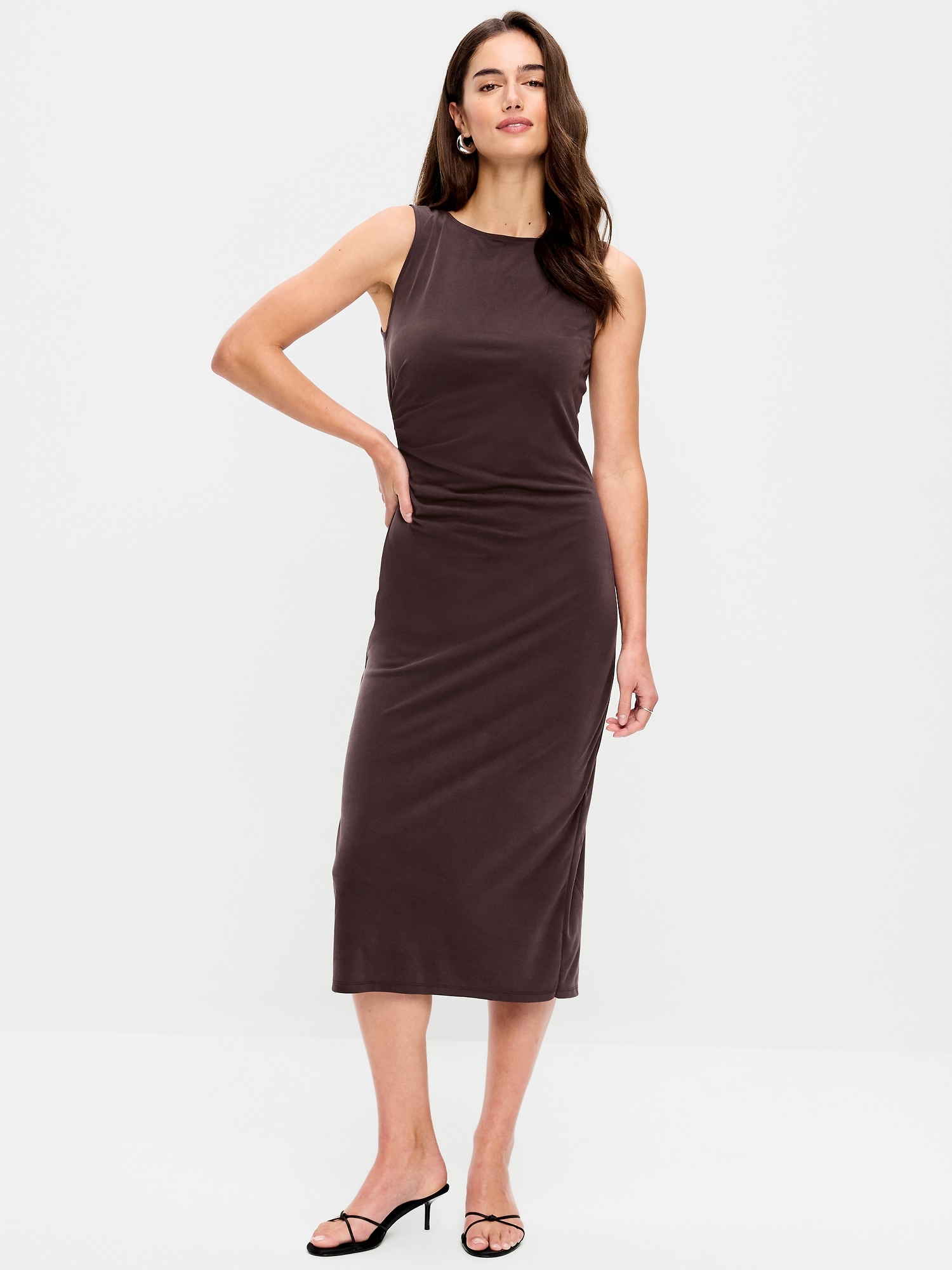 Sleeveless Draped Midi Dress