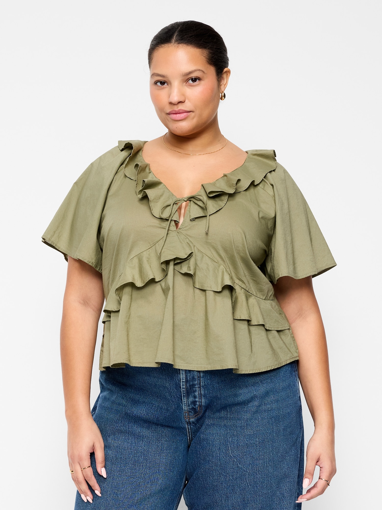 Ruffle Tie-Front Top