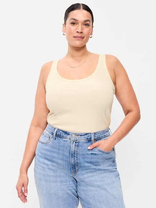 Image number 7 showing, First-Layer Ribbed Scoop-Neck Tank Top